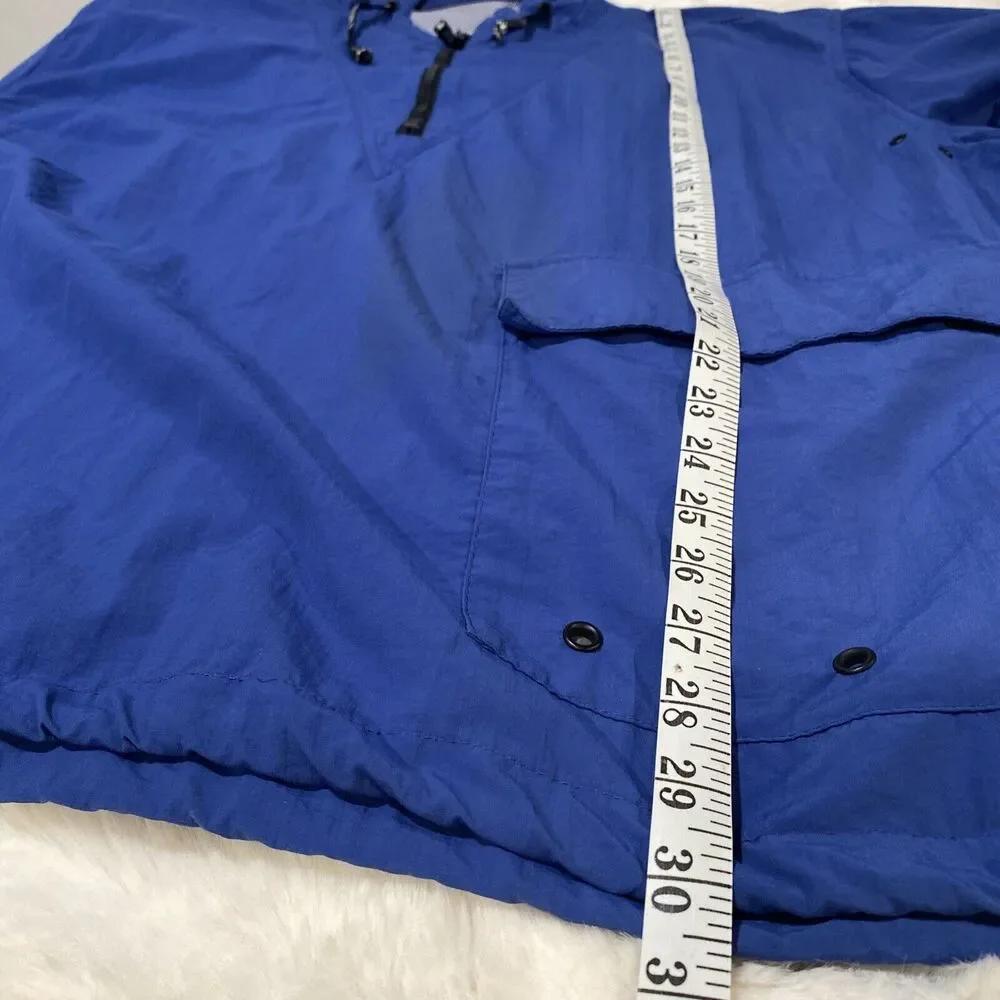 London Fog Mens‎ Royal Blue Hooded Anorak Half Zip Windbreaker Jacket Size M